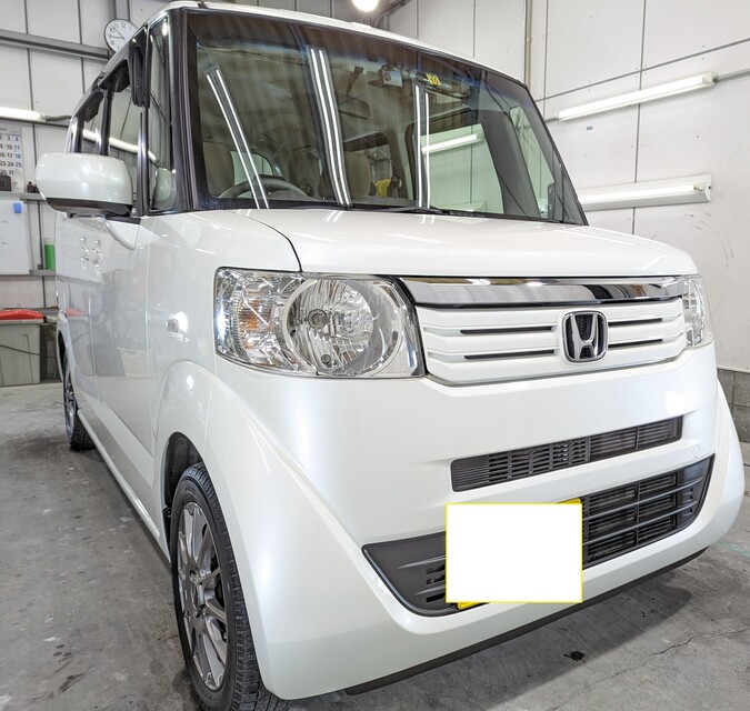 施工後　ホンダ　N-BOX（パールホワイト）　車全体