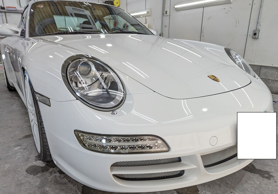 施工後　PORCHE　Carera　S（ホワイト）　車全体