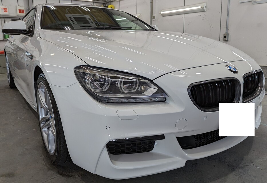 施工後　BMW640グランクーペ(白）　車全体