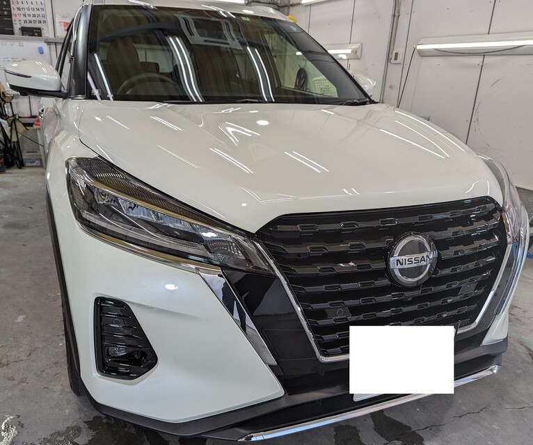 施工後　日産　キックス(ホワイト）　車全体