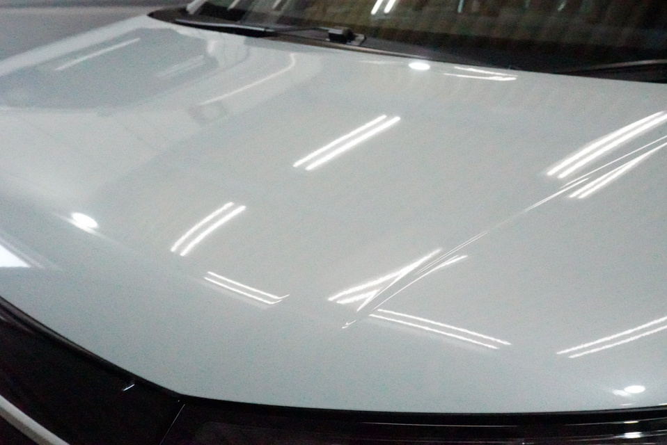 施工後　ホンダ　フリード新車(水色）　ボンネット