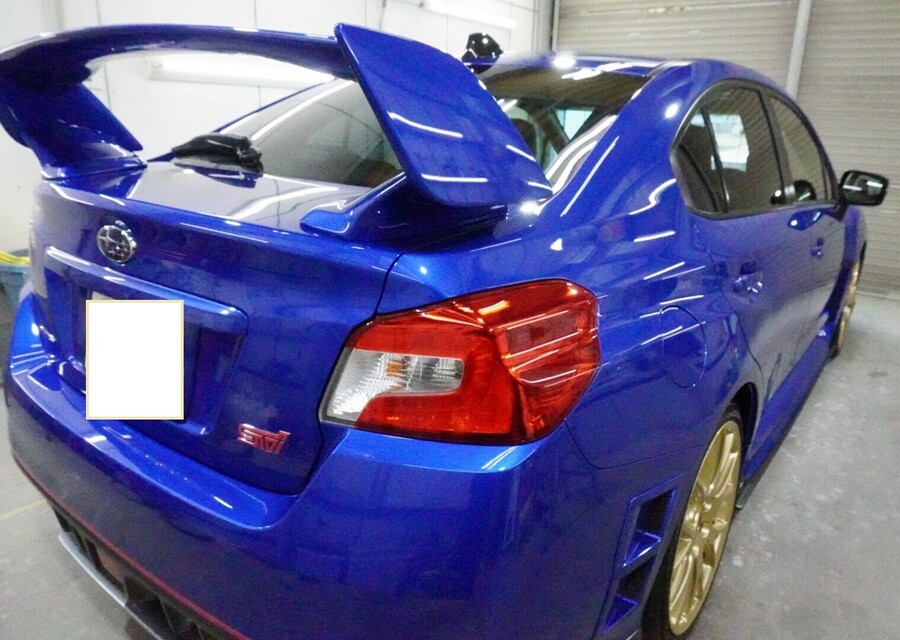 施工後　スバル　　WRX(ブルー）　リアサイド