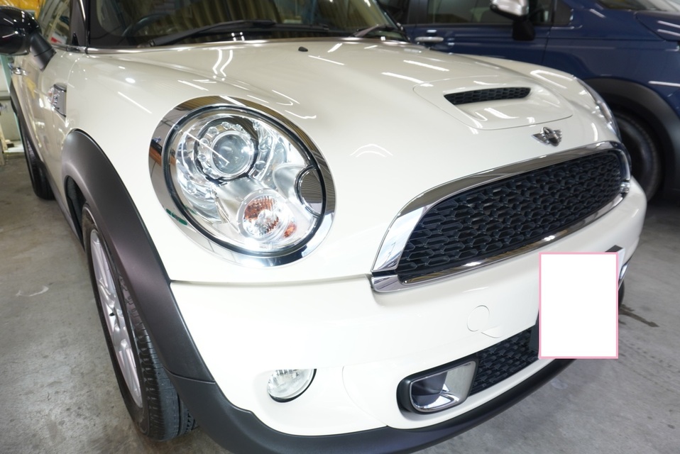 施工後　ミニクーパーS(ホワイト）車全体
