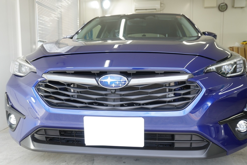 施工後　スバル　インプレッサ(ブルー）　フロント