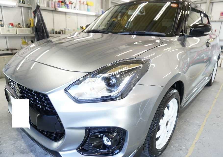 施工後　スズキ　スイフトスポーツ(グレー）車全体