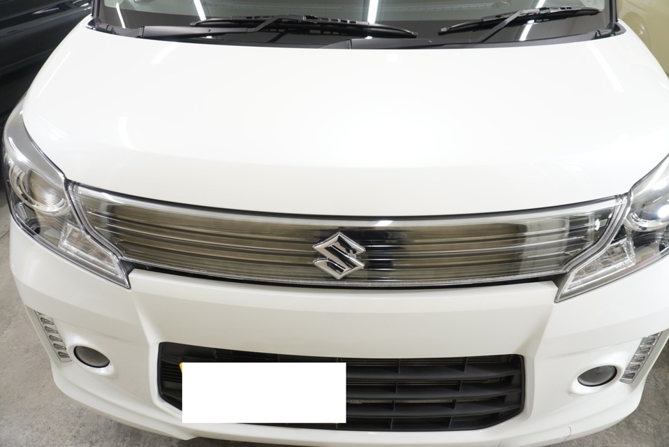 施工後　スズキスペーシアカスタム（ホワイト）　フロント
