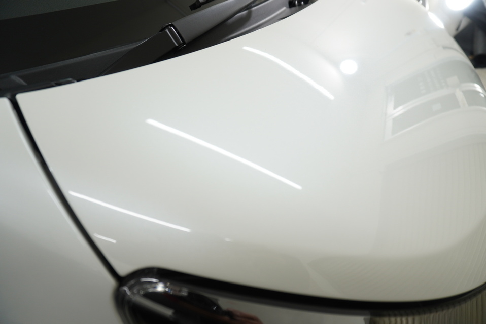 施工後　スズキスペーシアカスタム（ホワイト）　ボンネットアップ
