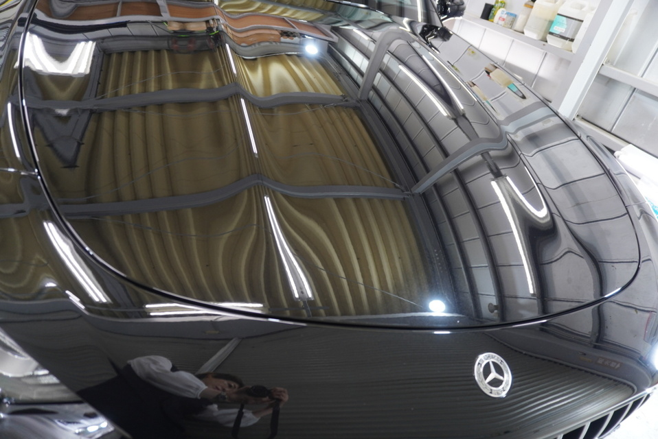 施工後　メルセデスベンツSL43（ブラック）　ボンネット