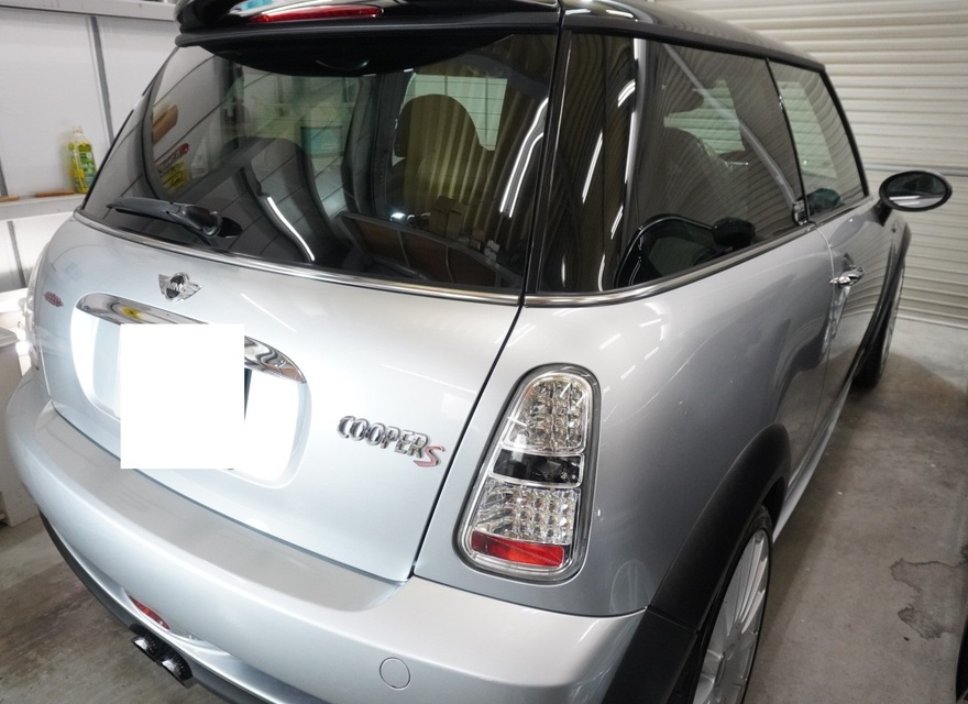 施工後　ミニクーパーS（シルバー）リアサイド