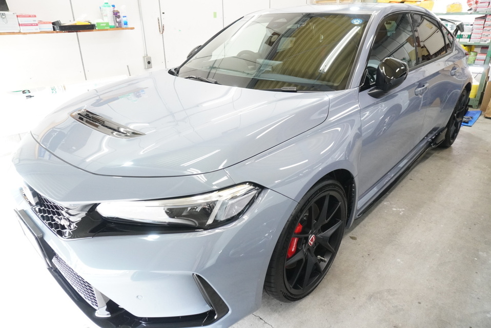 施工後　ホンダ　シビックタイプR（グレー）車全体